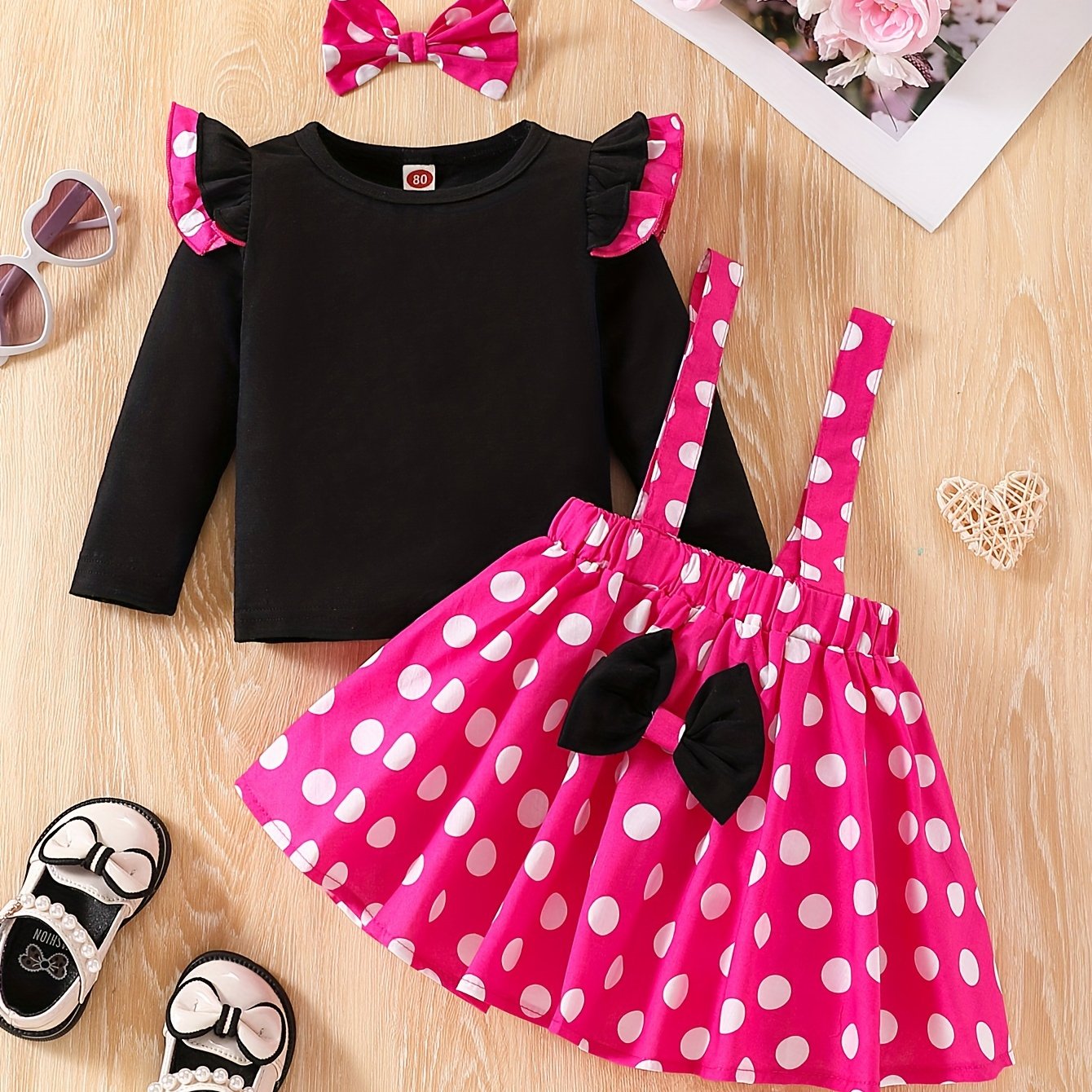 Mädchen 3er-Set – Top, Rock & Stirnband