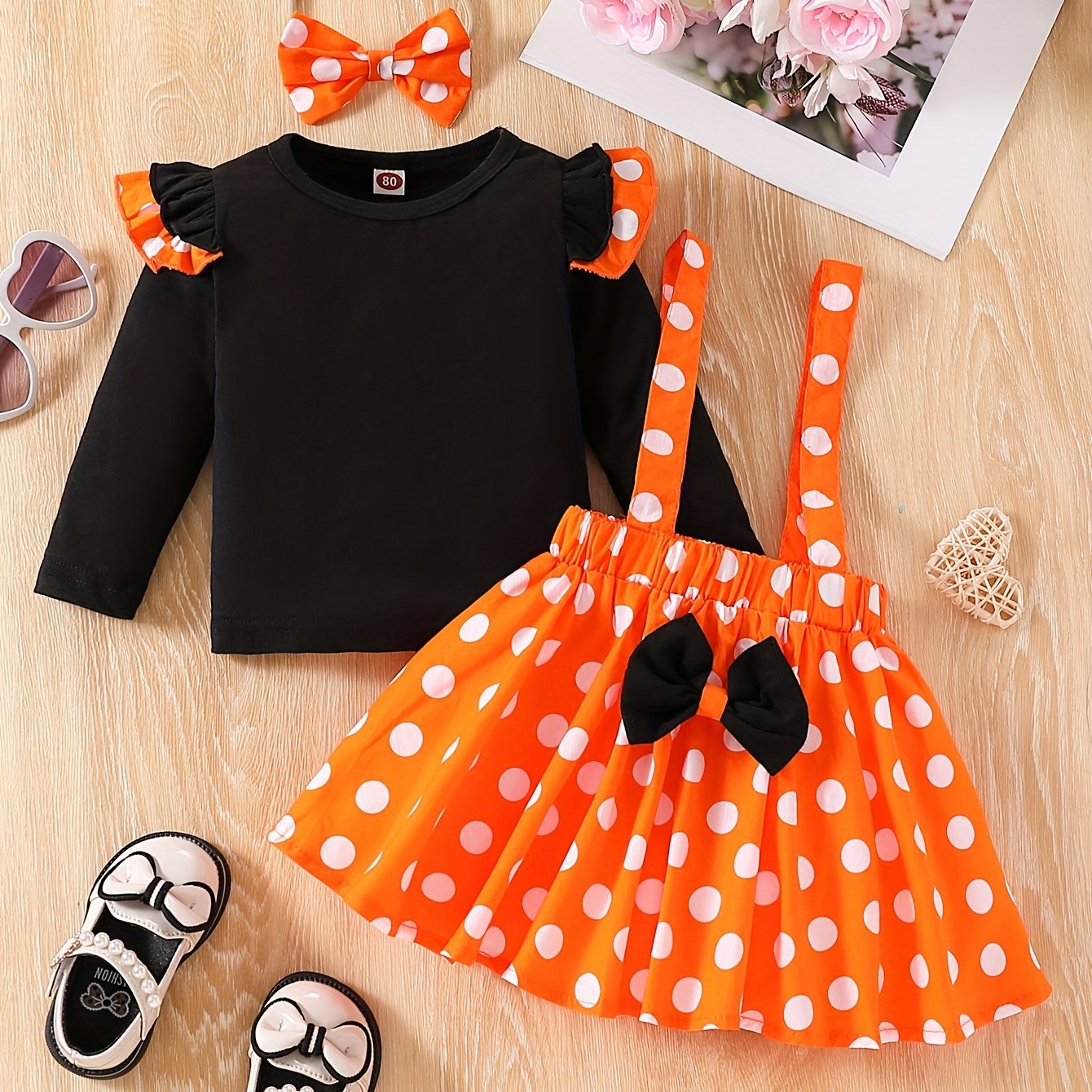 Mädchen 3er-Set – Top, Rock & Stirnband