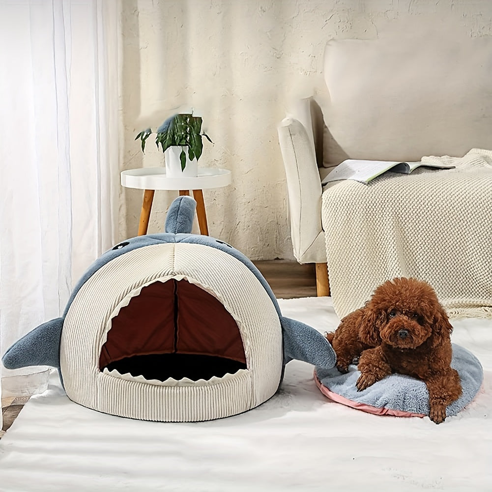 Hunde & Katzenbett Haifisch-Design – Weich & Warm