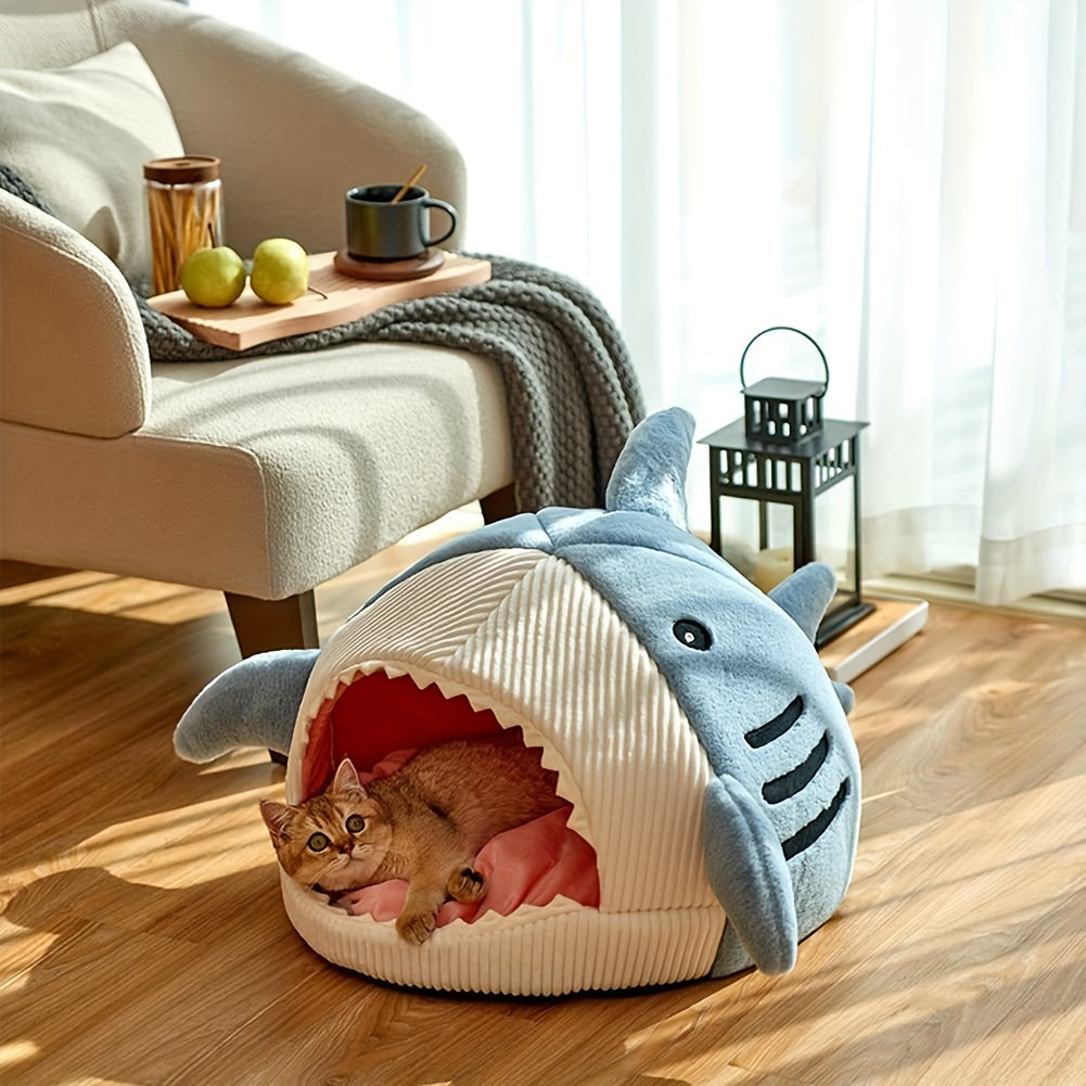 Hunde & Katzenbett Haifisch-Design – Weich & Warm
