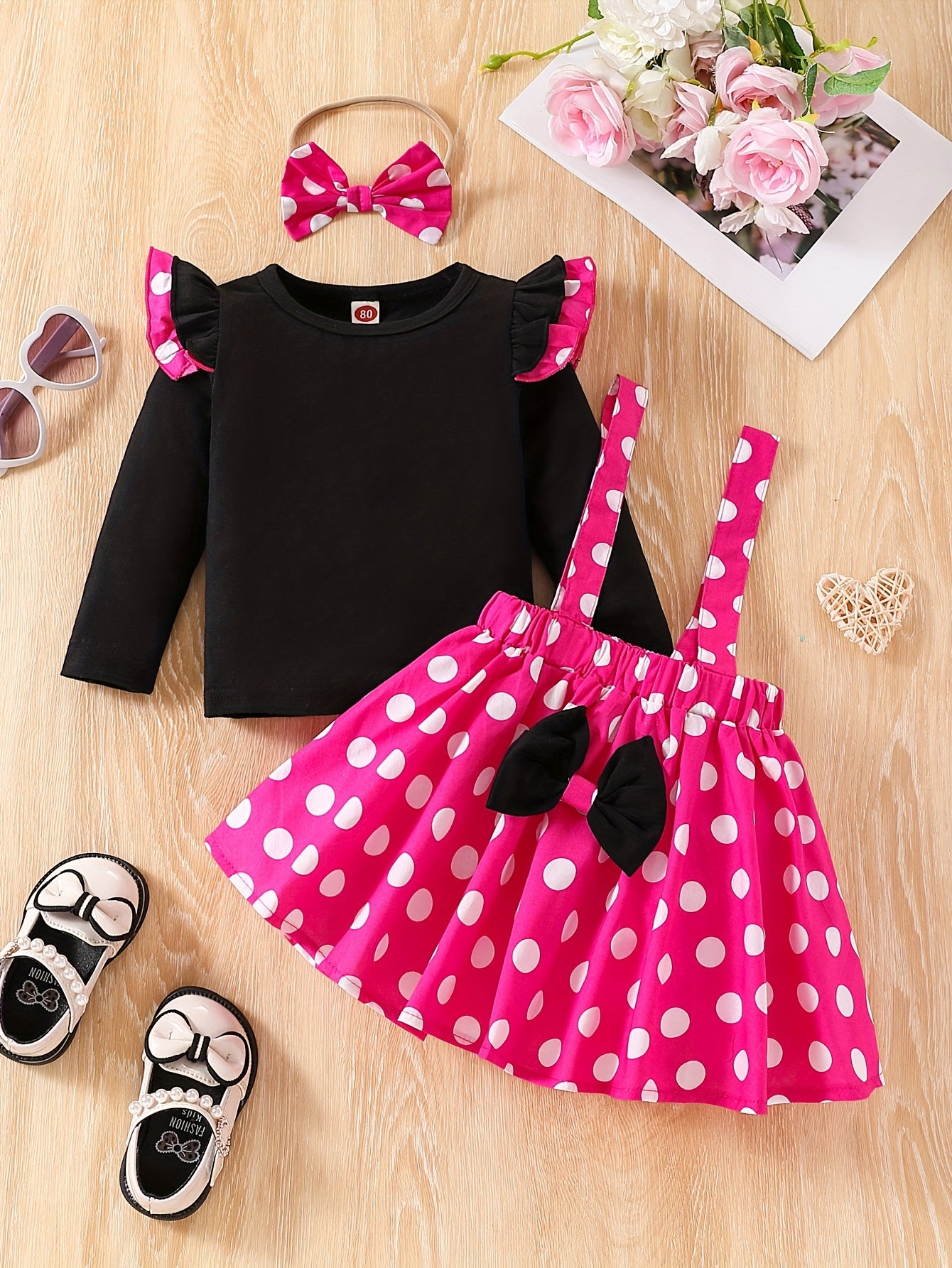 Mädchen 3er-Set – Top, Rock & Stirnband