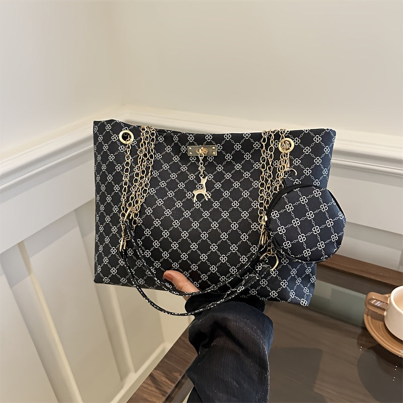 Retro Geo-Schultertasche – Stylisch & Geräumig