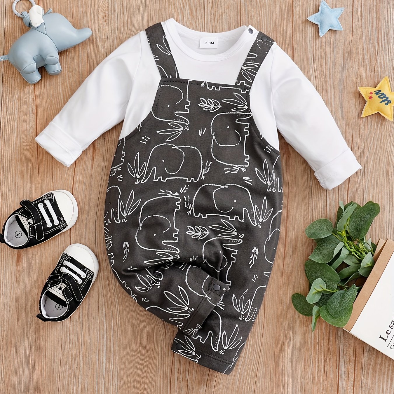 Baby-Jumpsuit Jungen – Mint/Weiß