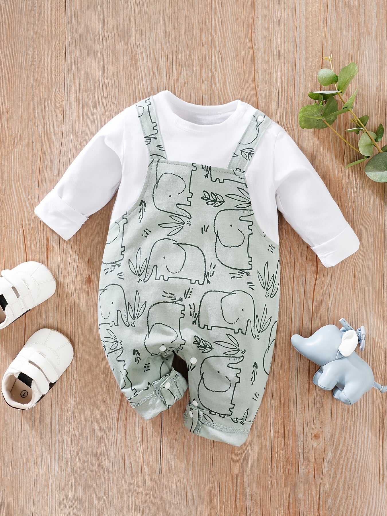 Baby-Jumpsuit Jungen – Mint/Weiß