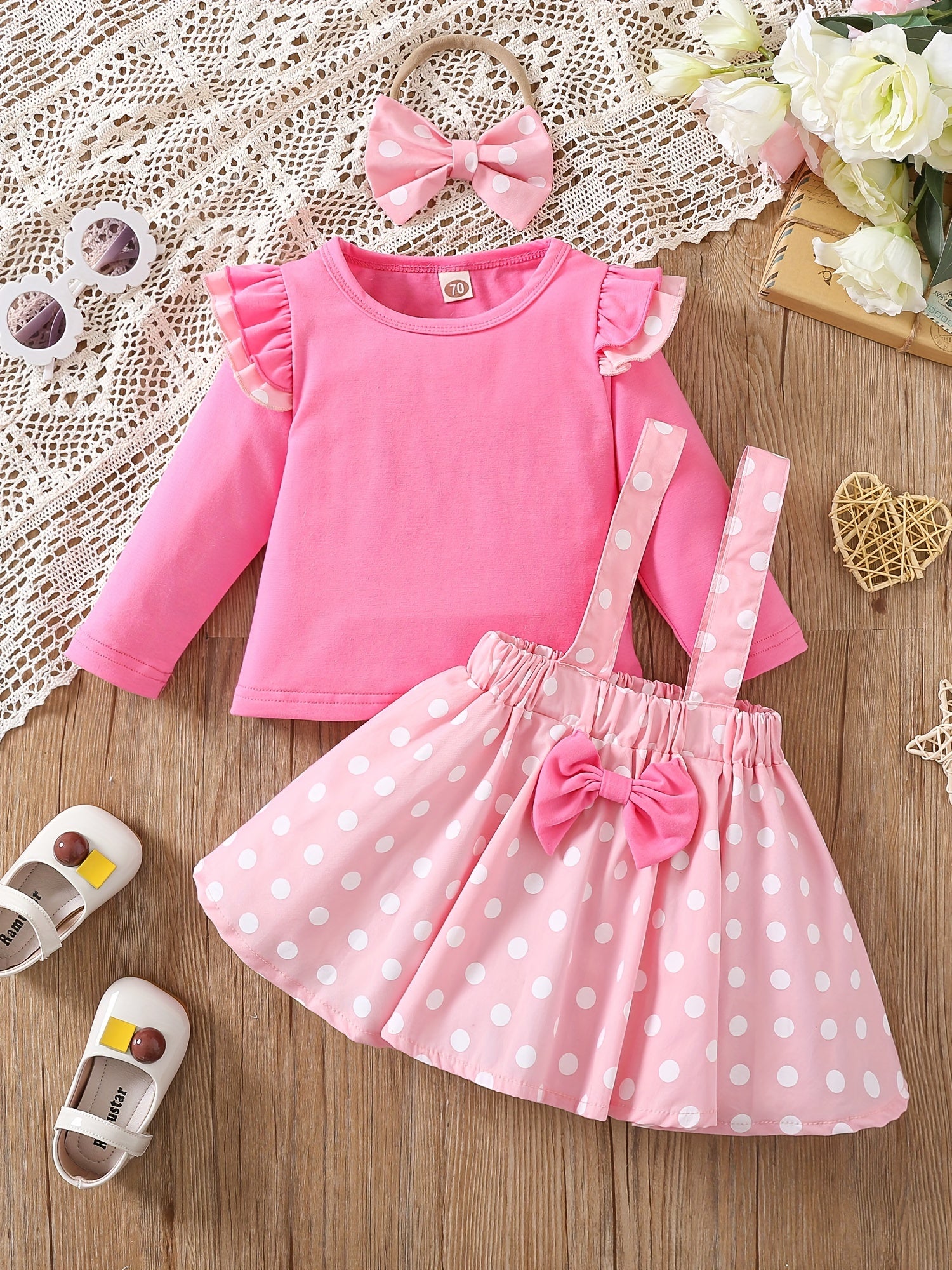 Mädchen 3er-Set – Top, Rock & Stirnband