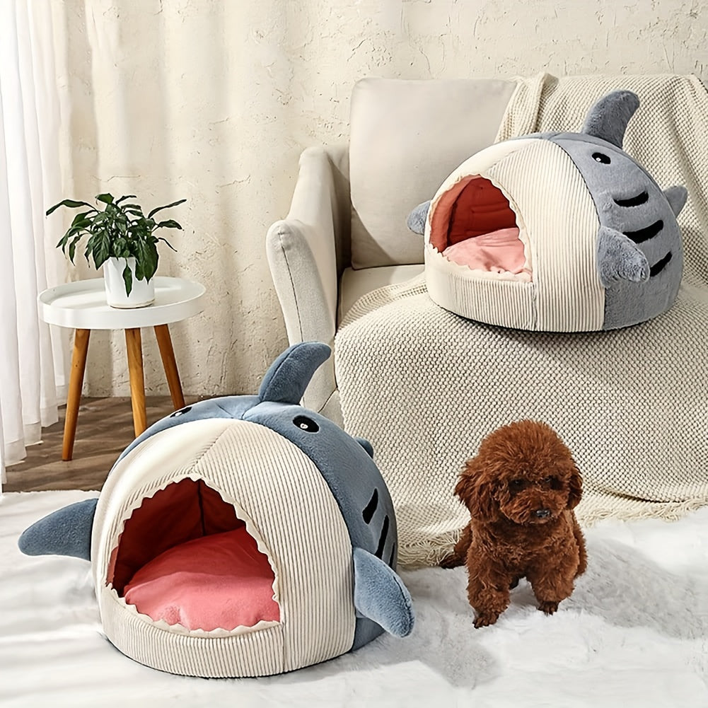 Hunde & Katzenbett Haifisch-Design – Weich & Warm