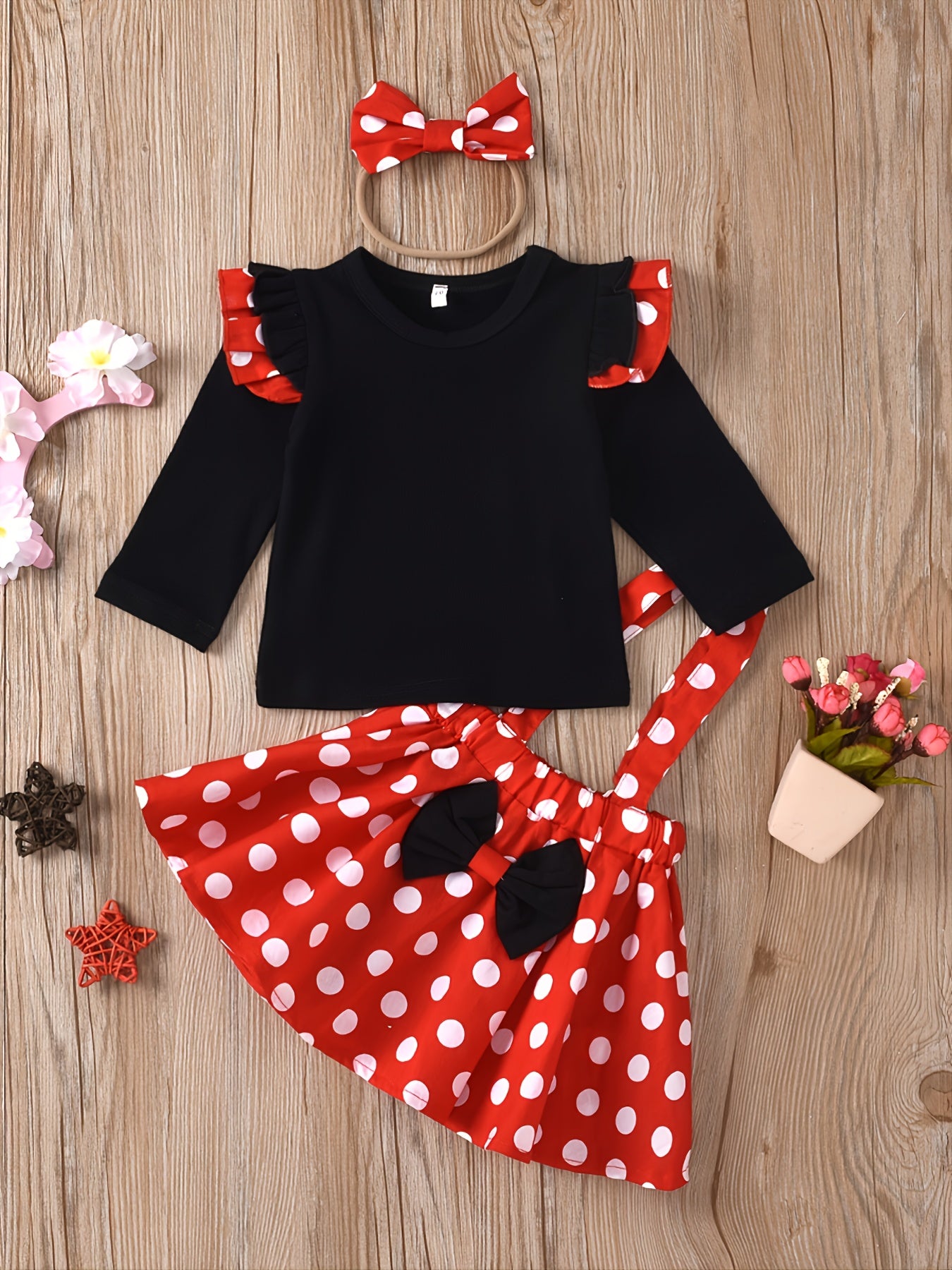 Mädchen 3er-Set – Top, Rock & Stirnband