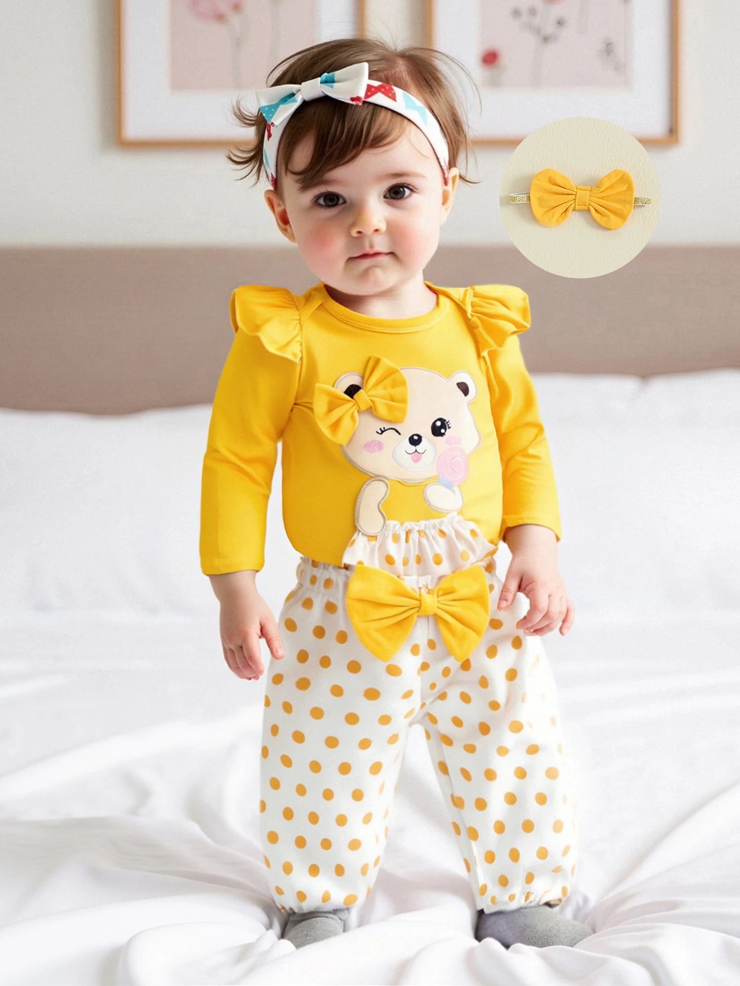 Baby Mädchen Herbst-Set – Strampler & Hose