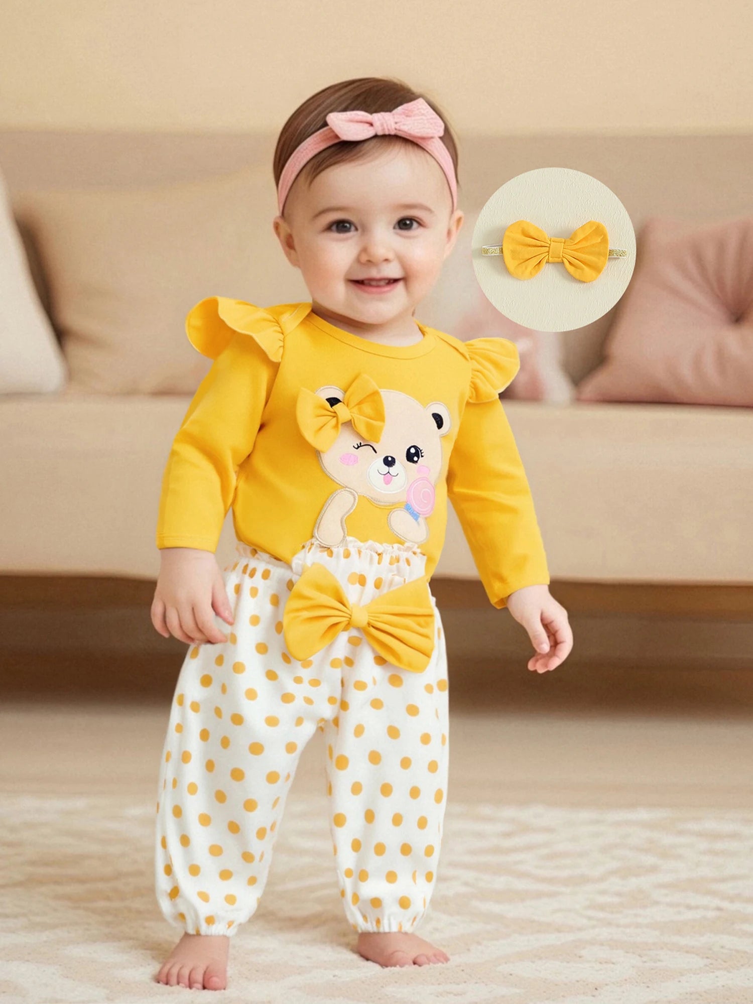 Baby Mädchen Herbst-Set – Strampler & Hose