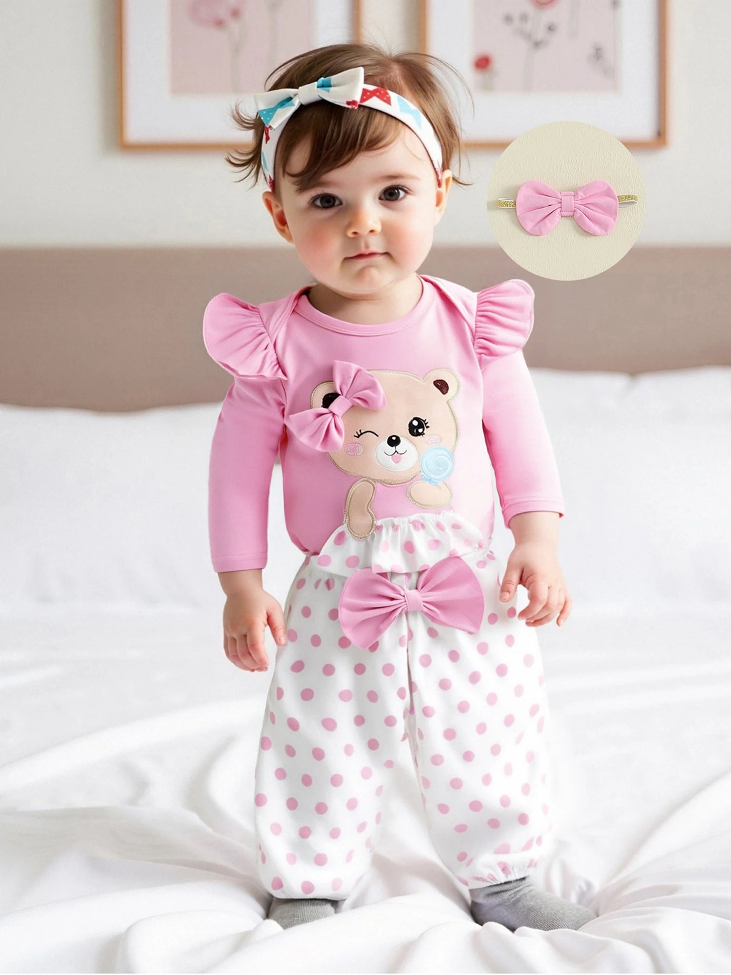 Baby Mädchen Herbst-Set – Strampler & Hose