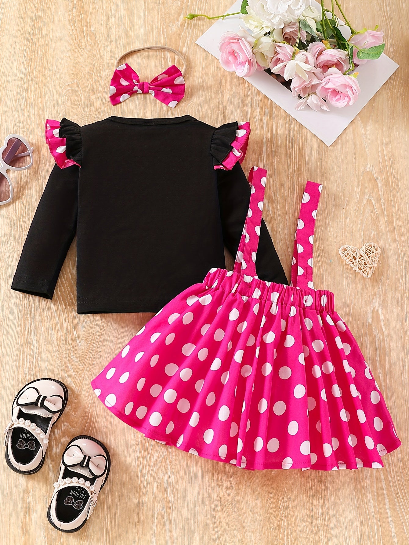 Mädchen 3er-Set – Top, Rock & Stirnband