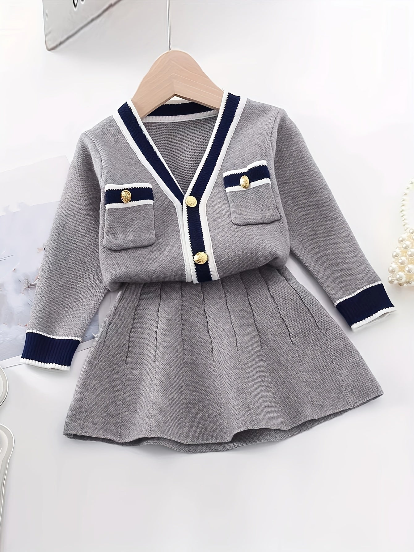 Preppy Style Mädchen Kleidung Set