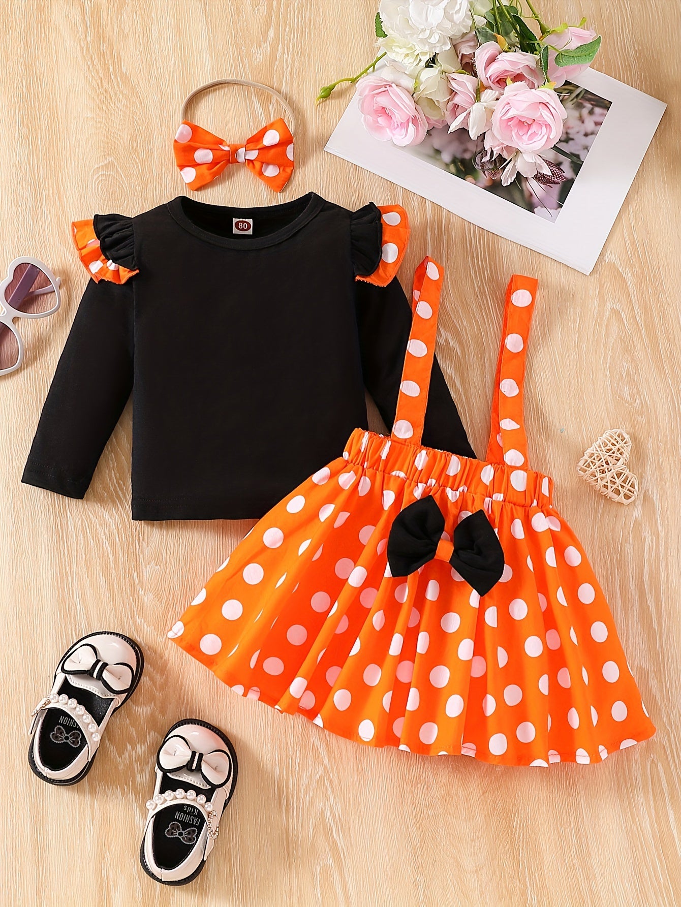 Mädchen 3er-Set – Top, Rock & Stirnband